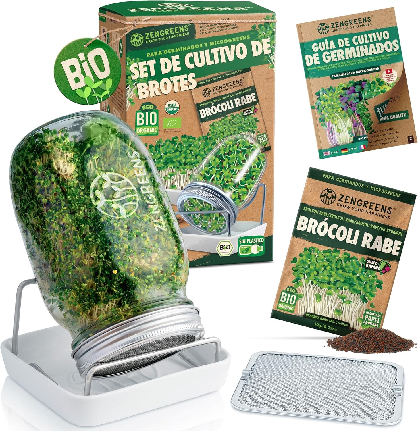 Kit de cultivo de brotes zengreens con tarro germinador