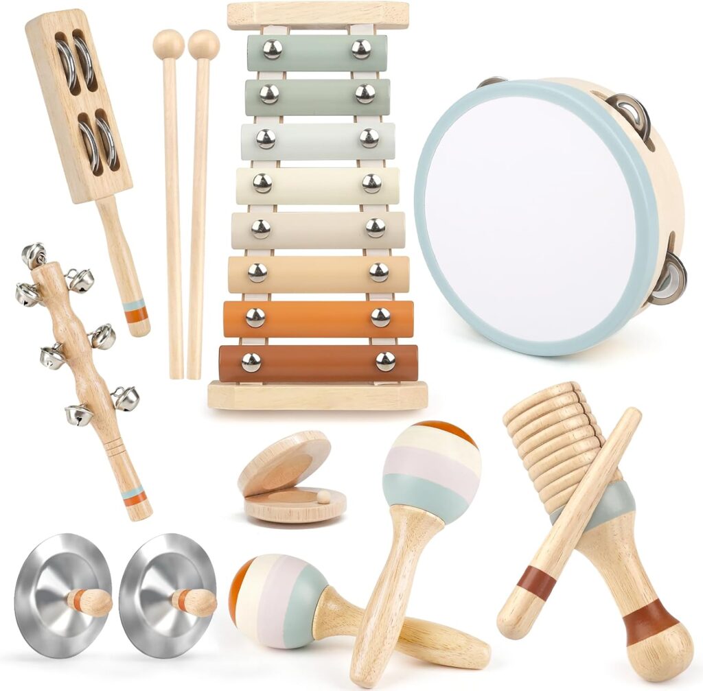 Set de instrumentos musicales infantiles de madera