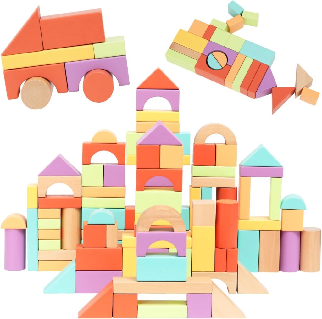 Bloques de construcción de madera Nene Toys, 100 piezas